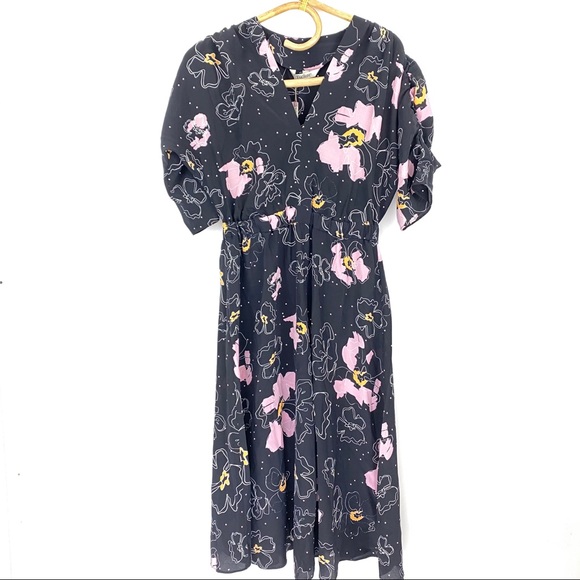 Tucker The Market Dress Silk Black Contour Floral - Picture 2 of 7